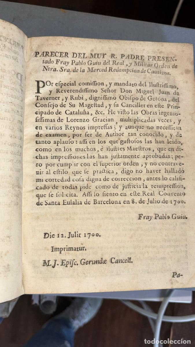 Libros antiguos: Libro antiguo L. Gracian &rdquo;El Critic&oacute;n&rdquo;, impreso en 1748 - Foto 3