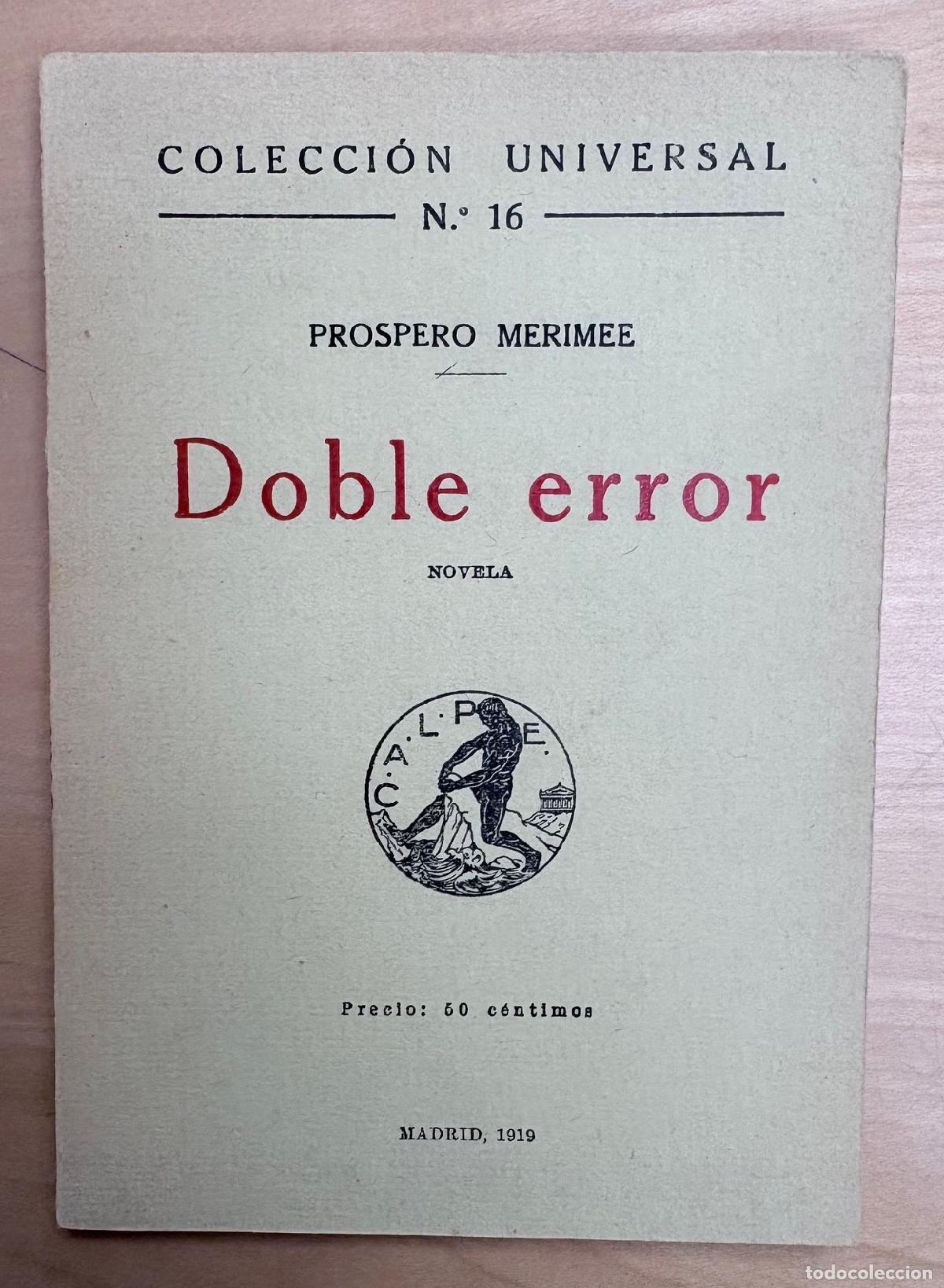 Libros antiguos: DOBLE ERROR. PROSPERO MERIMEE, CALPE, 1919 - Foto 1