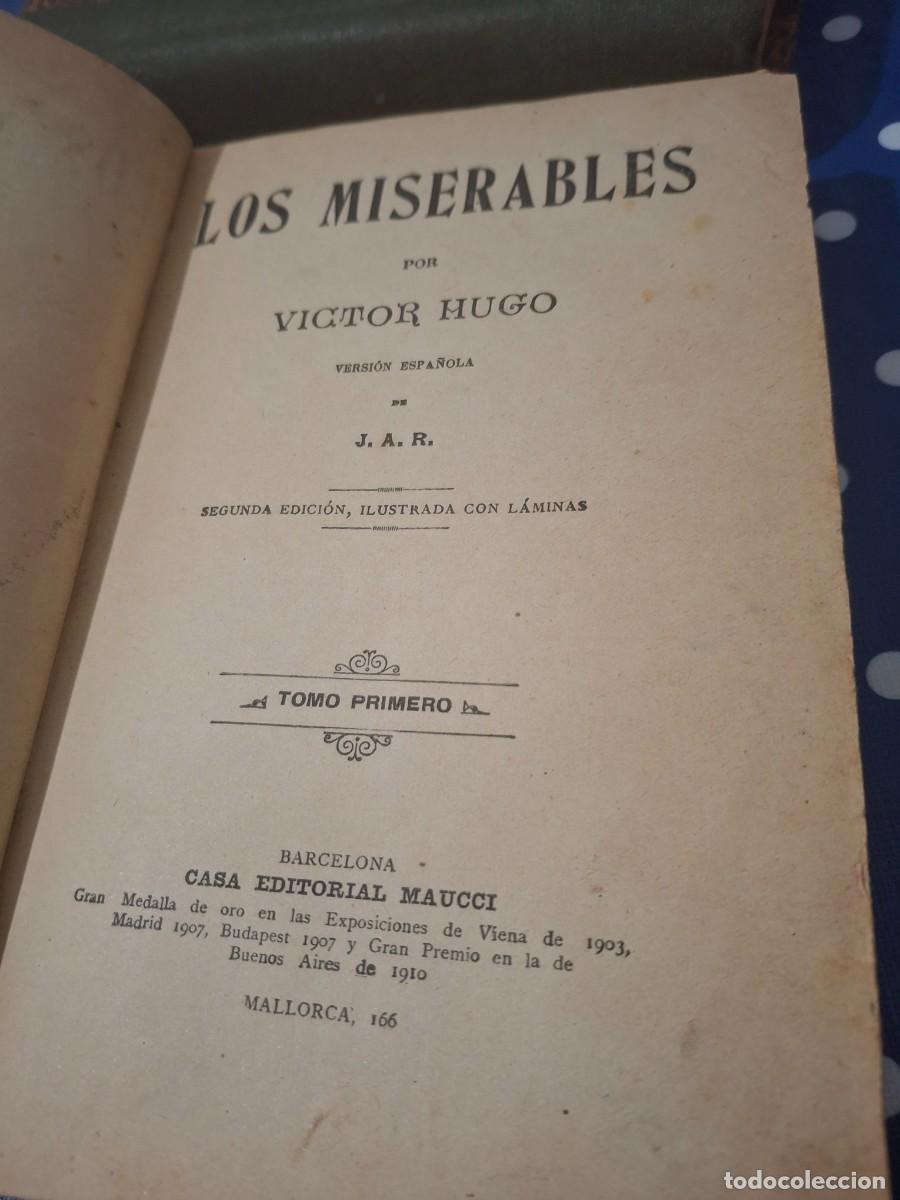 Libros antiguos: Los miserables en 2 tomos de V&iacute;ctor Hugo.Circa 1910 - Foto 2