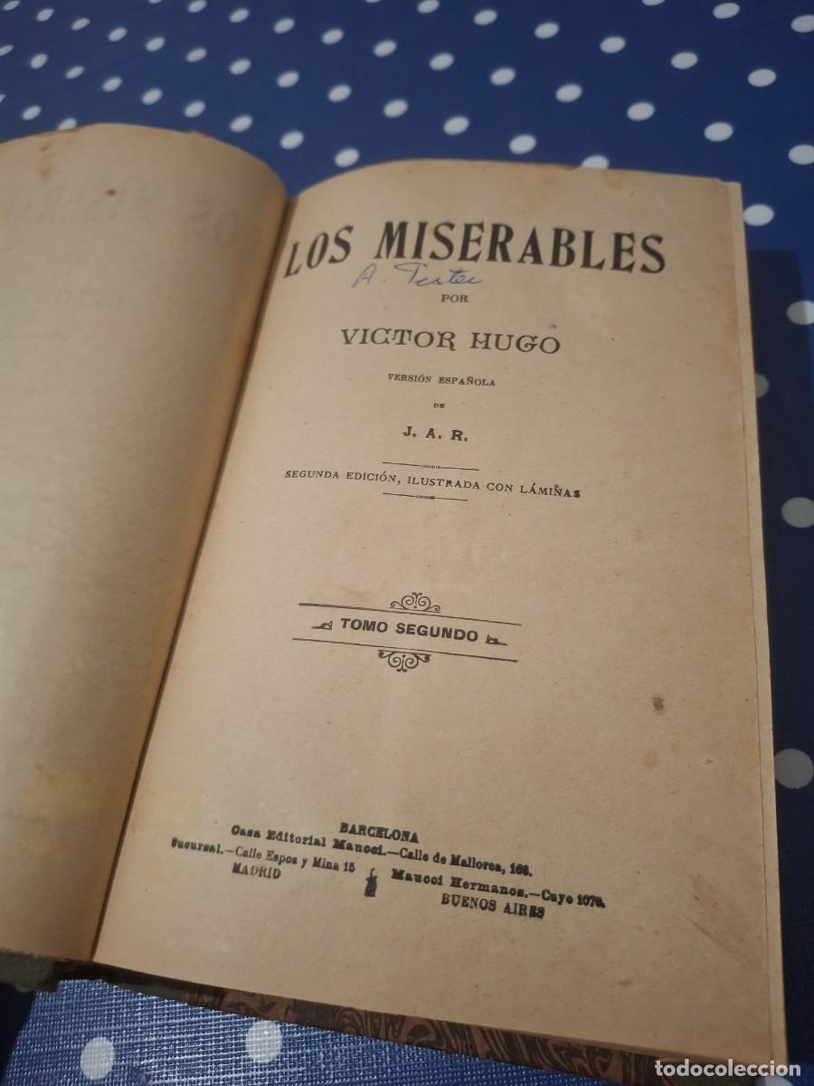 Libros antiguos: Los miserables en 2 tomos de V&iacute;ctor Hugo.Circa 1910 - Foto 8