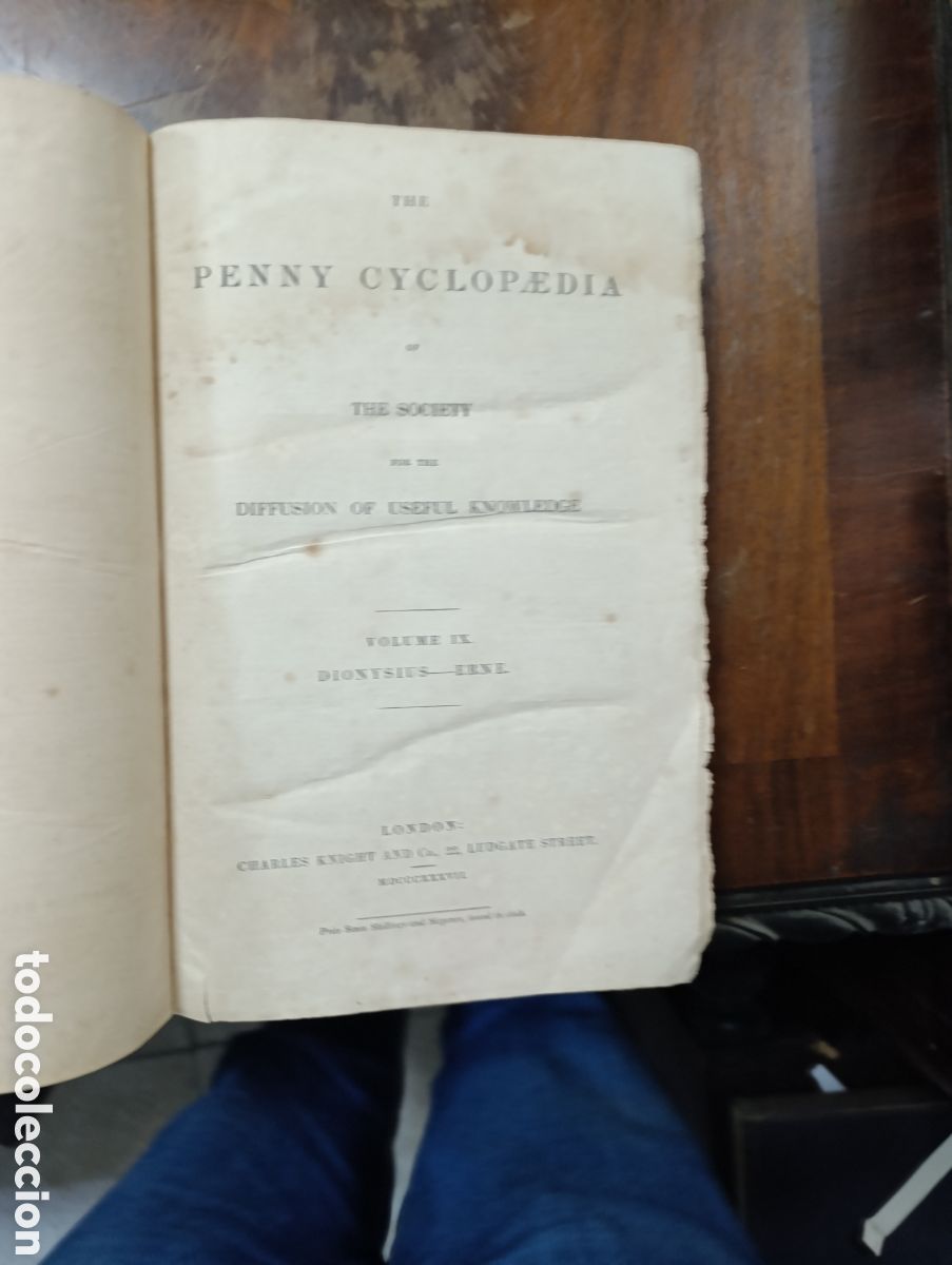 Libros antiguos: THE PENNY CYCLOP&AElig;DIA THE SOCIETY FOR THE DIFFUSION OF USEFUL KNOWLEDGE VOLUME 9 dionysus erne