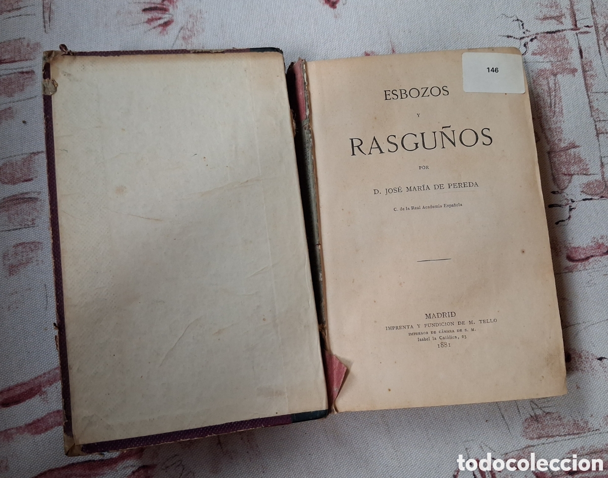 Libros antiguos: JOSE MARIA PEREDA. ESBIZOS Y RASGU&Ntilde;OS. MADRID 1881.