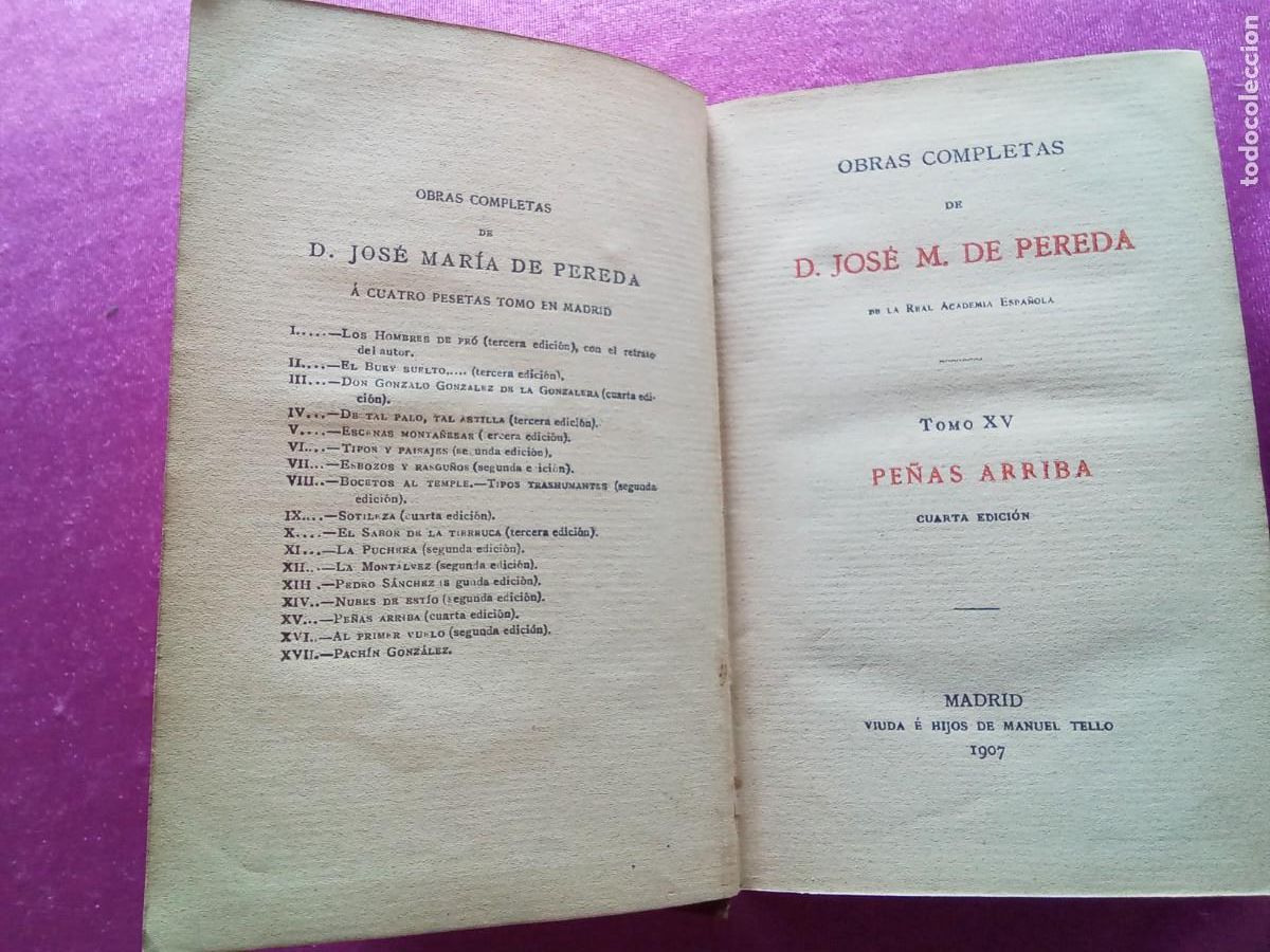 Libros antiguos: D.JOS&Eacute; M.DE PEREDA.OBRAS COMPLETAS.TOMO XV 1907.L5 3 2