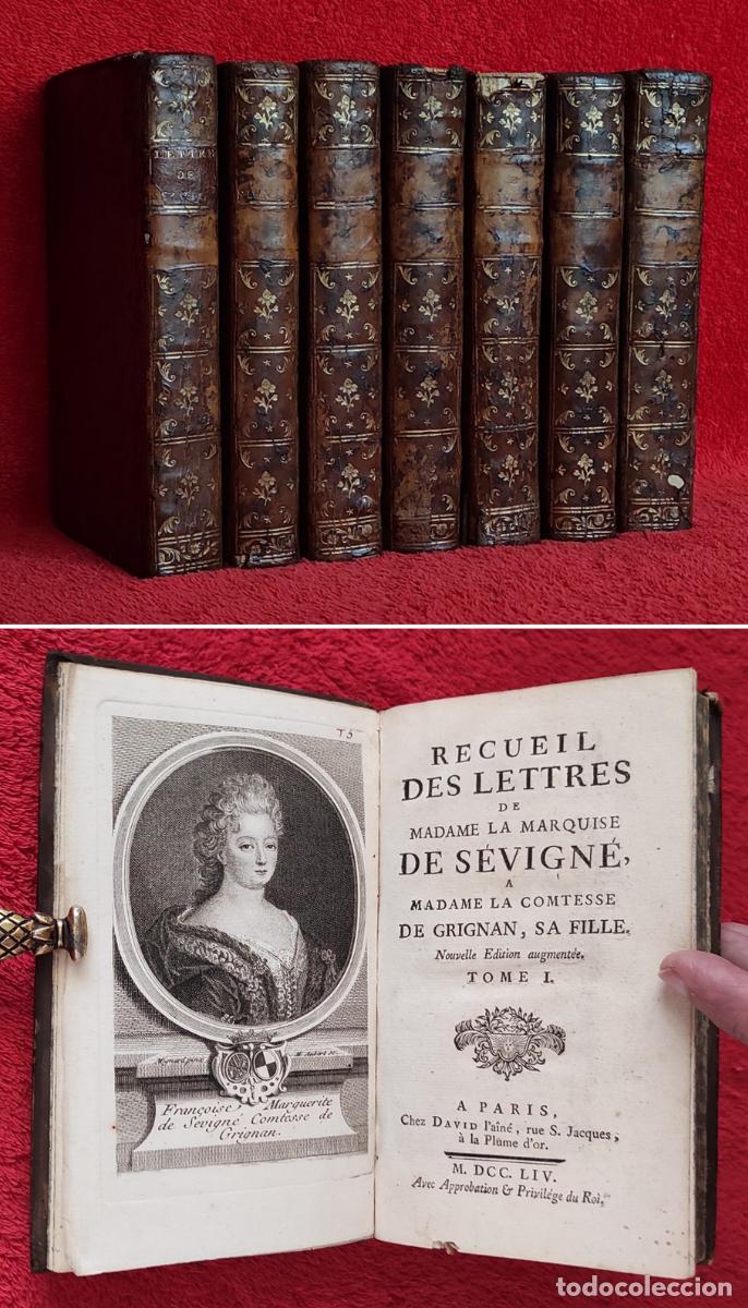 Libros antiguos: ❤️️A&Ntilde;O 1754 - LAS CARTAS DE MADAME SEVIGN&Eacute; - TODO UN CL&Aacute;SICO - 7 TOMOS - GRABADOS