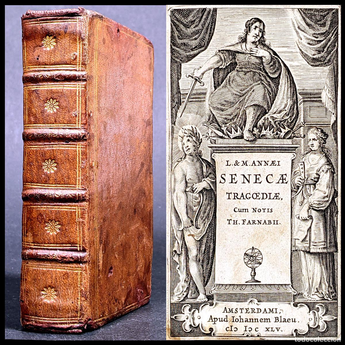 Livros antigos: A&ntilde;o 1645 S&eacute;neca Tragedias Tragoediae Roma Grabado frontispicio Esfera Completo