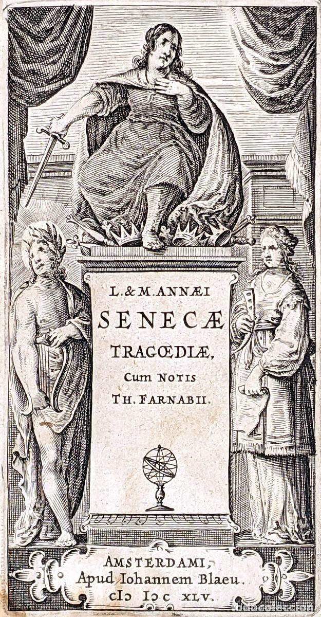 Libros antiguos: A&ntilde;o 1645 S&eacute;neca Tragedias Tragoediae Roma Grabado frontispicio Esfera Completo - Foto 6