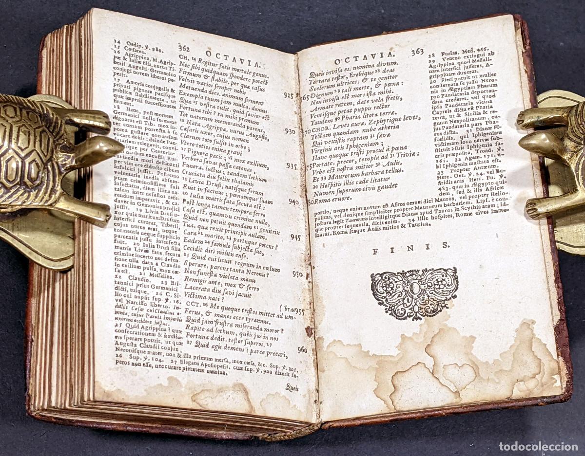 Libros antiguos: A&ntilde;o 1645 S&eacute;neca Tragedias Tragoediae Roma Grabado frontispicio Esfera Completo - Foto 10
