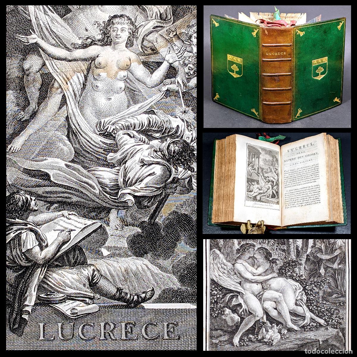 Livros antigos: A&ntilde;o 1795 Libro prohibido por la Inquisici&oacute;n De rerum Natura Lucrecio Grabados Enc. Her&aacute;ldica 2T