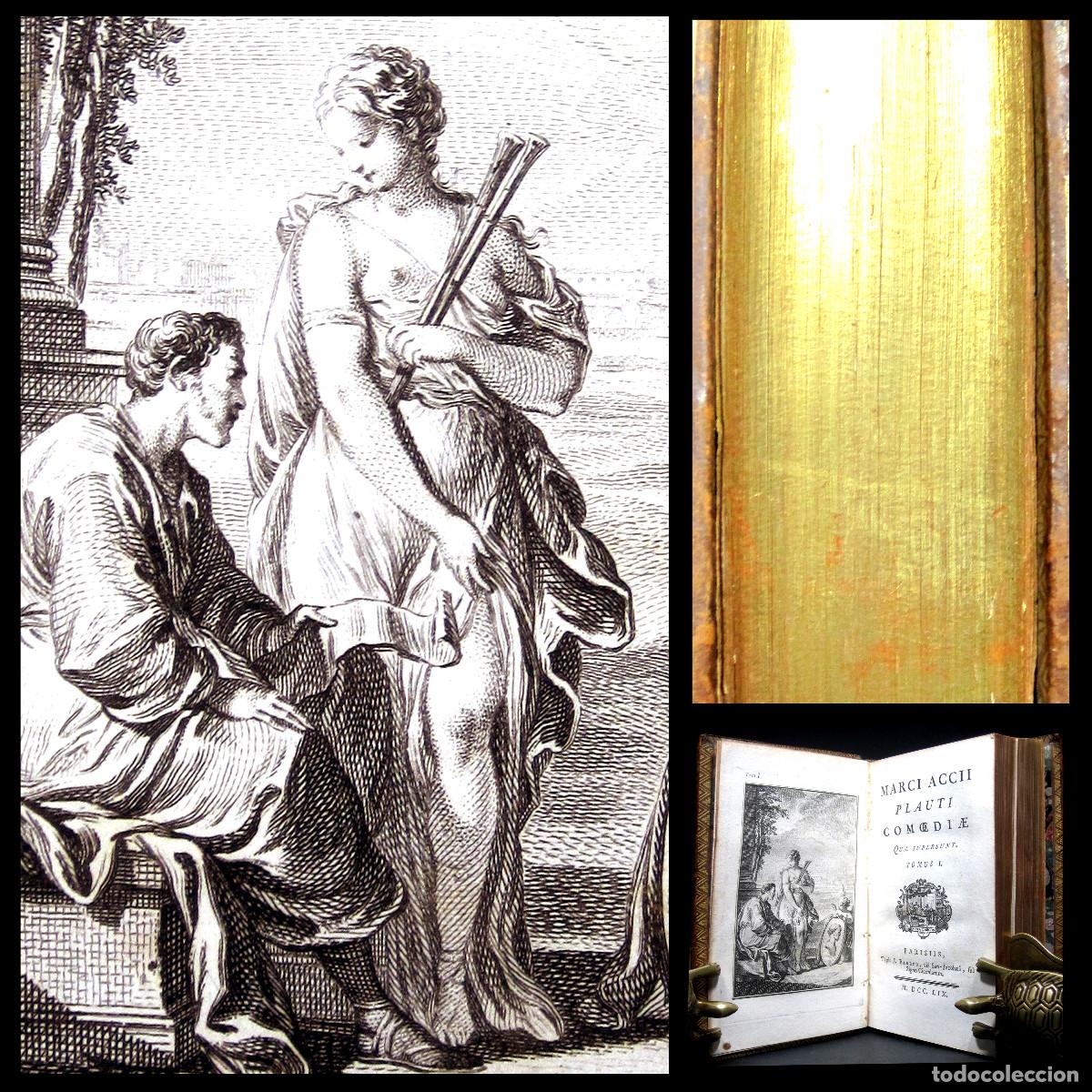 Libros antiguos: A&ntilde;o 1759 Marci Accii Plauti Comodiae Las Comedias de Plauto Antigua Roma Grabado frontispicio Barbou