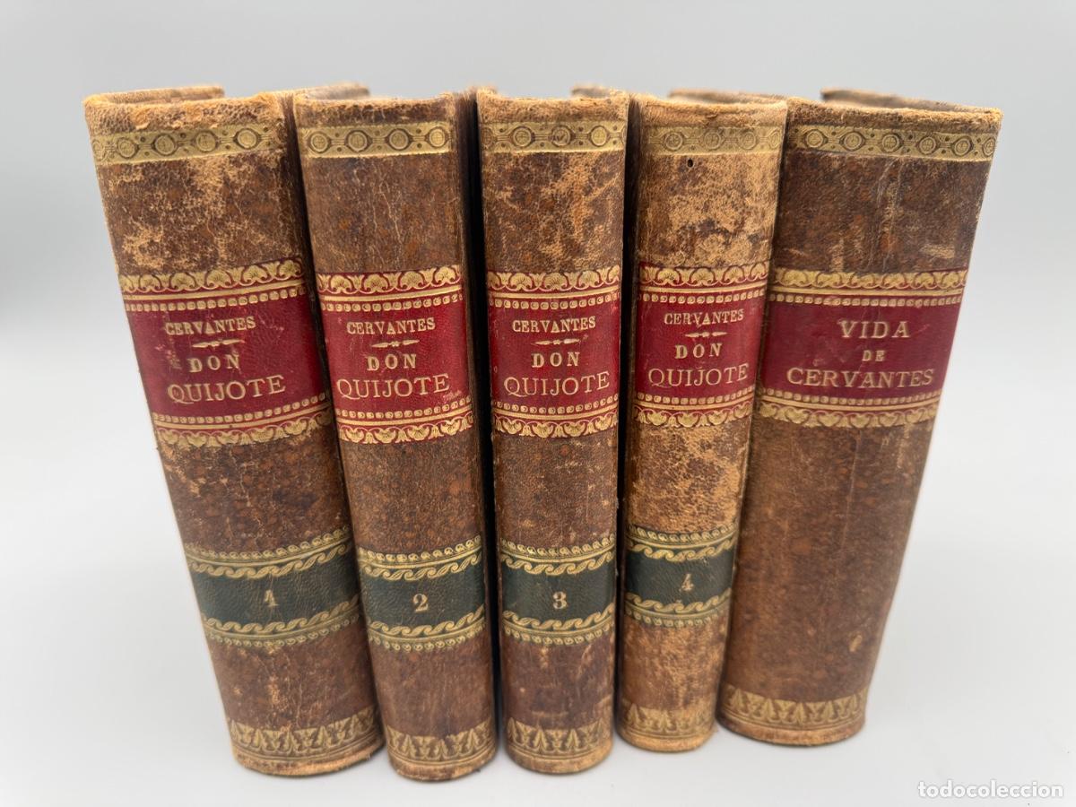 Libros antiguos: DON QUIJOTE 1819 4 TOMOS - VIDA MIGUEL CERVANTES 5 TOMOS EN TOTAL &Aacute;RBOL GENEAL&Oacute;GICO - CUARTA EDICI&Oacute;N