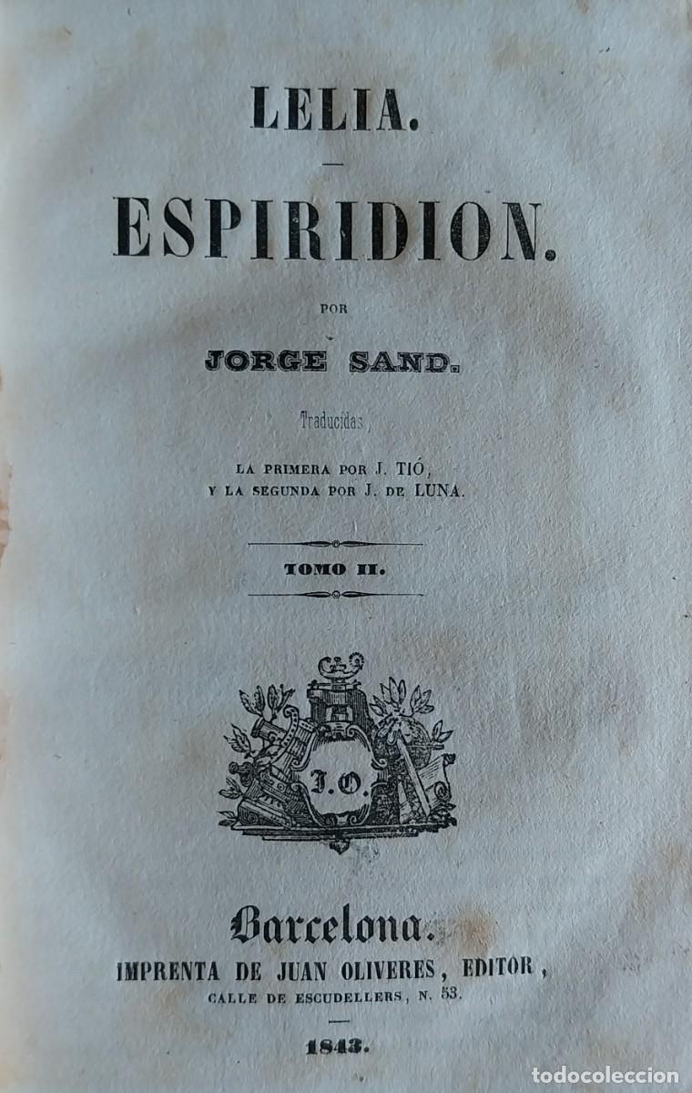Antiquarische B&uuml;cher: Lelia, Esperidi&oacute;n. Jorge Sand. Barcelona, 1843. Magn&iacute;fica encuadernaci&oacute;n. 1 grabado.