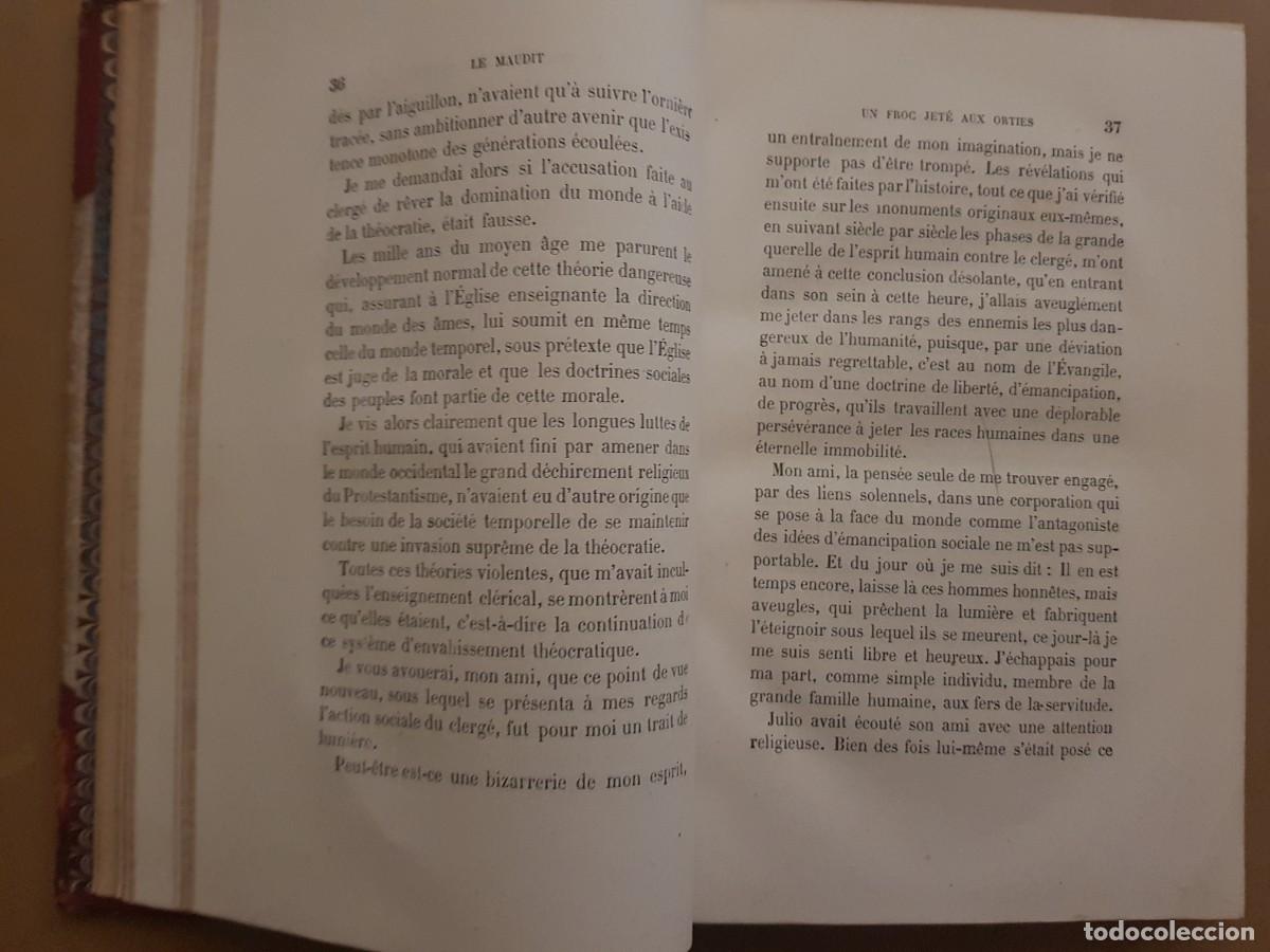 Libros antiguos: LE MAUDIT - LABB&Eacute; - TOME PREMIER - A.LACROIX - 1865 EN FRANC&Eacute;S - Foto 8