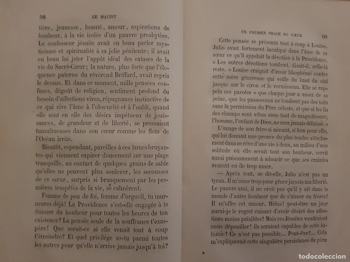 Libros antiguos: LE MAUDIT - LABB&Eacute; - TOME PREMIER - A.LACROIX - 1865 EN FRANC&Eacute;S - Foto 11