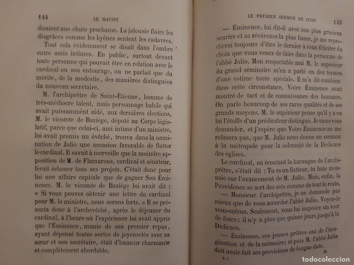 Libros antiguos: LE MAUDIT - LABB&Eacute; - TOME PREMIER - A.LACROIX - 1865 EN FRANC&Eacute;S - Foto 13