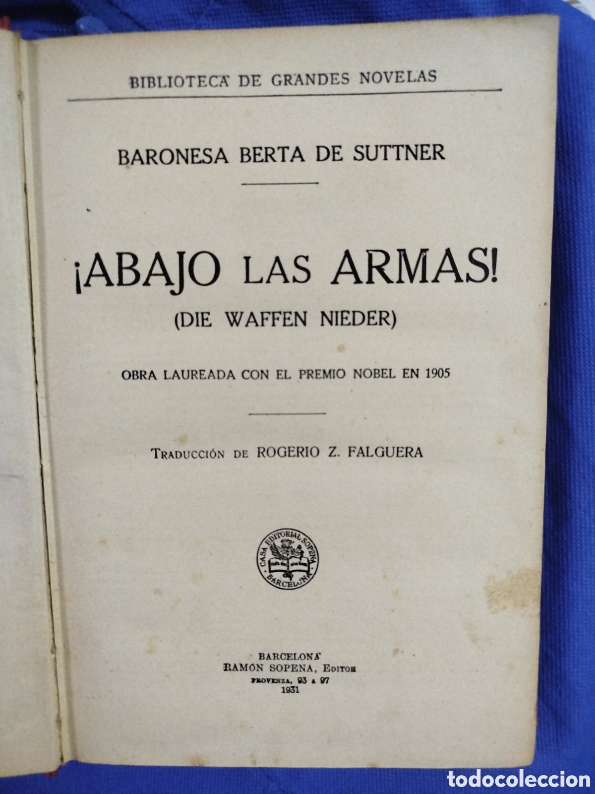 Libros antiguos: Berta de Suttner, &iexcl;Abajo las armas! - Foto 2