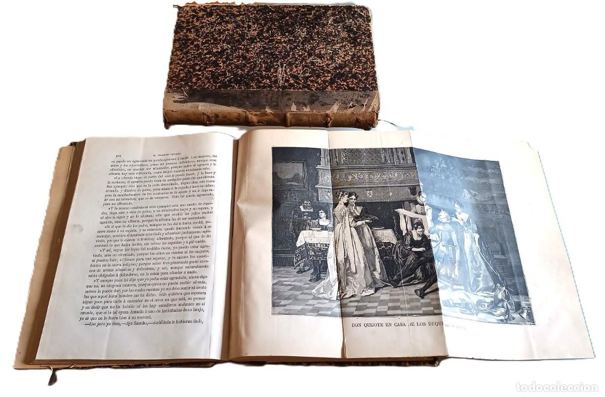 Libros antiguos: A&ntilde;o 1875. Don Quijote de la Mancha. In folio. Obra completa en 2 tomos ilustrados.