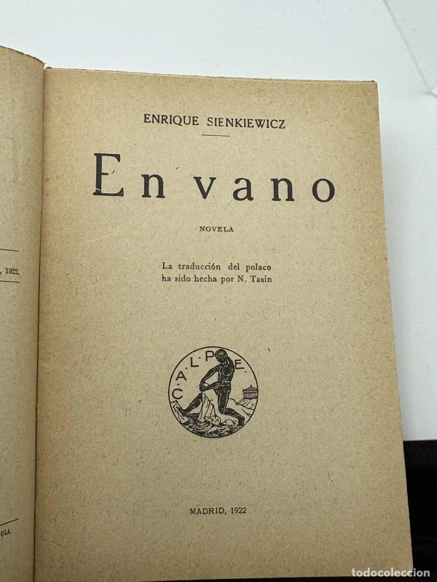 Libros antiguos: En vano - Enrique Sienkiewicz - Foto 2