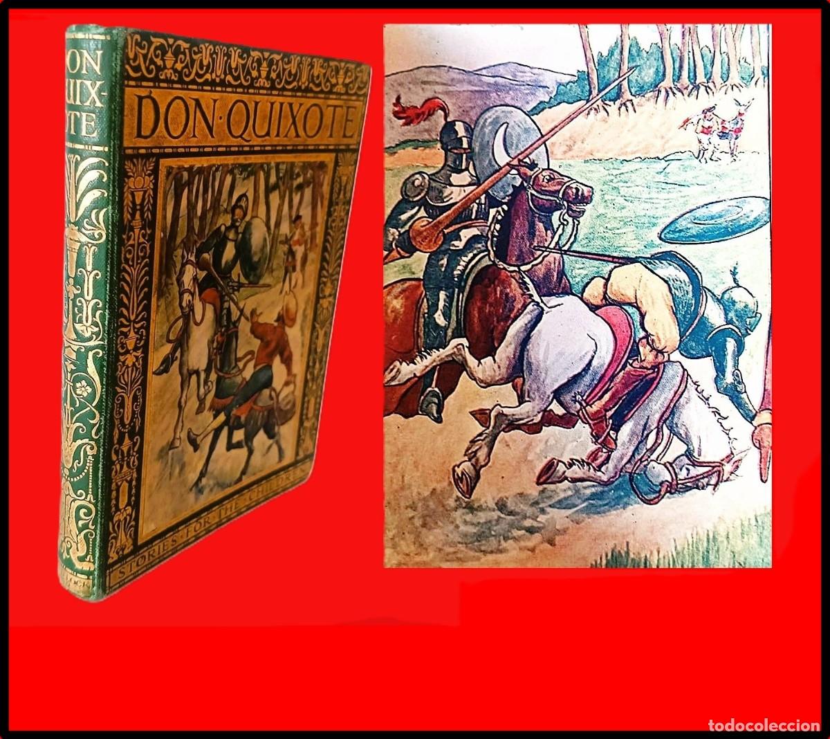 Libros antiguos: A&ntilde;os 30. Don Quijote de la Mancha. Ilustraciones en color. Preciosa encuadernaci&oacute;n.