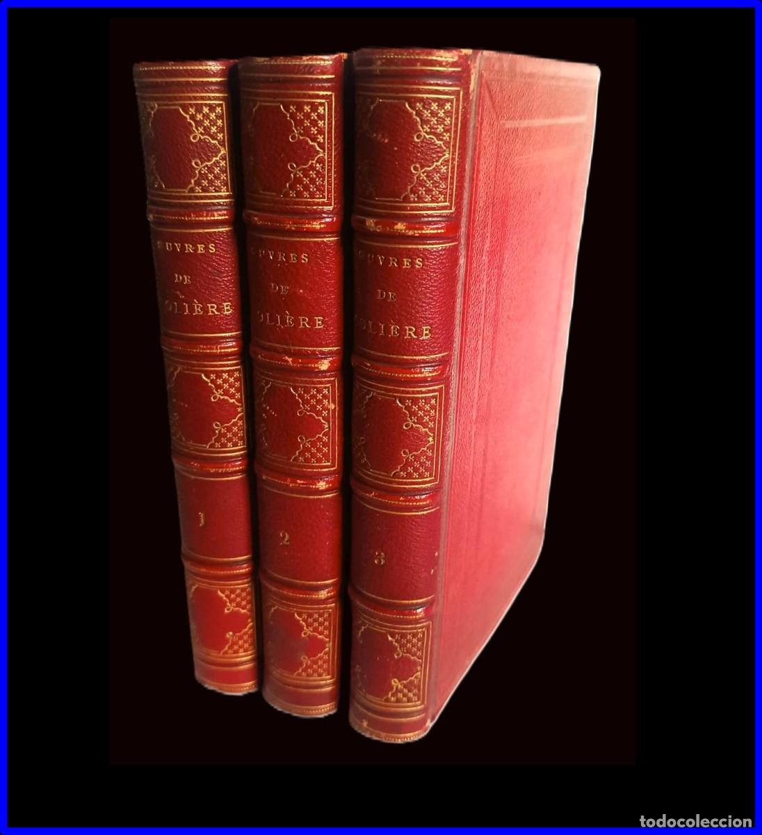 Libri antichi: A&ntilde;o 1881: 3 elegant&iacute;simos tomos de Moli&egrave;re del siglo XIX.