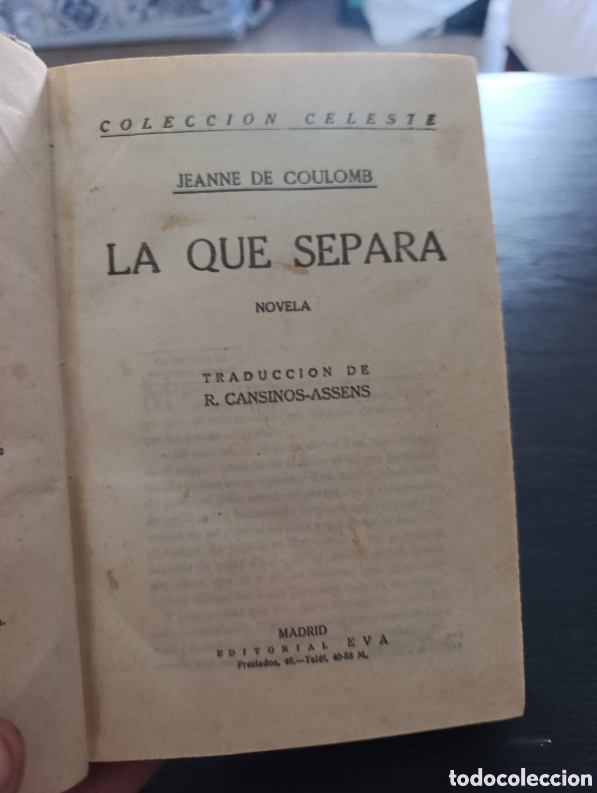 Libros antiguos: JEANNE DE COULOMB LA QUE SEPARA NOVELA