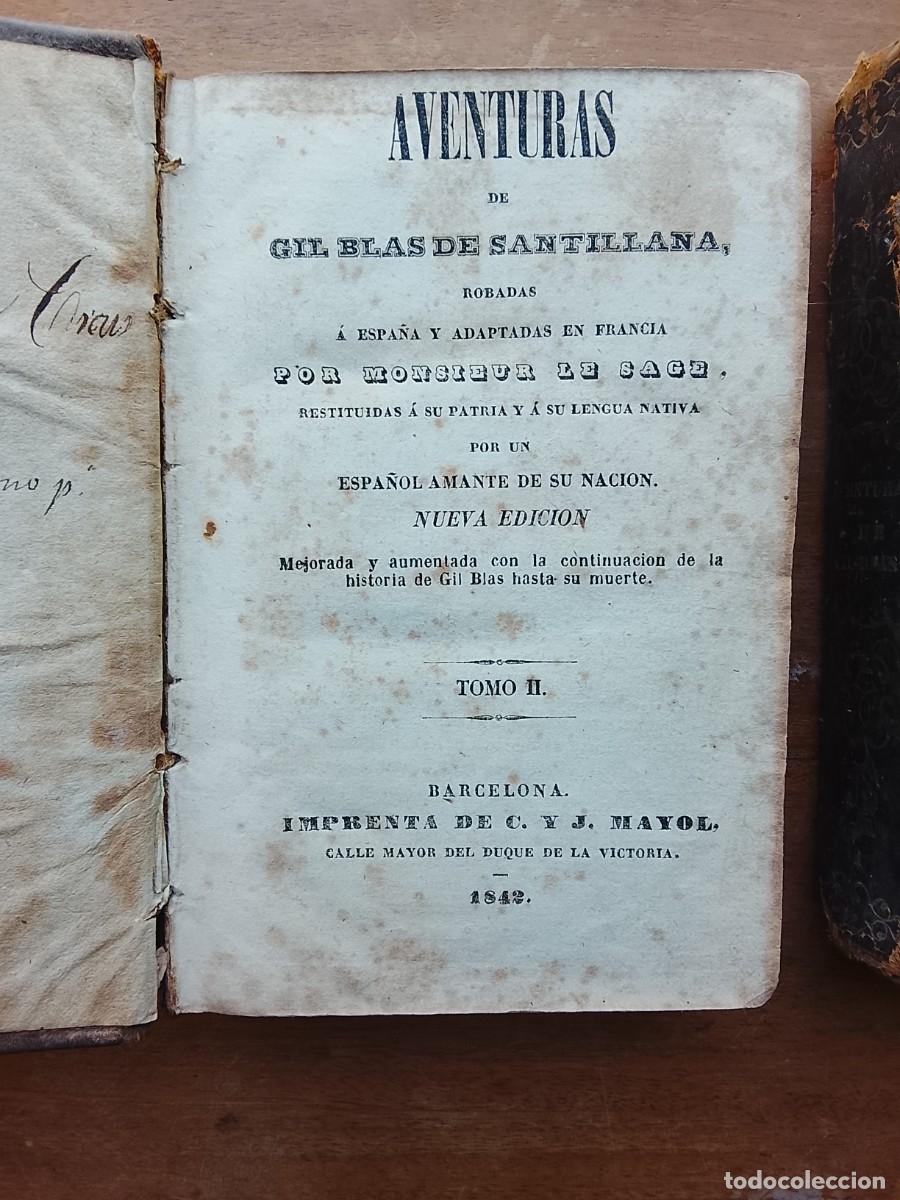 Libros antiguos: Aventuras de Gil Blas 1842, dos tomos - Foto 3