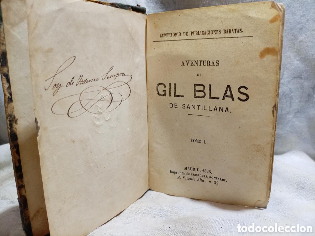 Libros antiguos: 1866, AVENTURA DE GIL BLAS DE SANTILLANA, TOMO I, MADRID, IMPRENTA DE CRIST&Oacute;BAL GONZ&Aacute;LEZ