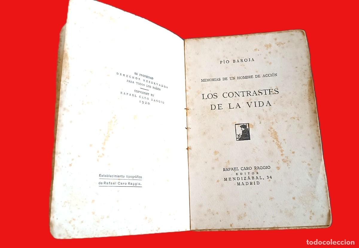 Livros antigos: Primera edici&oacute;n de 1920 de &rdquo;Los contrastes de la vida&rdquo; de P&iacute;o Baroja.
