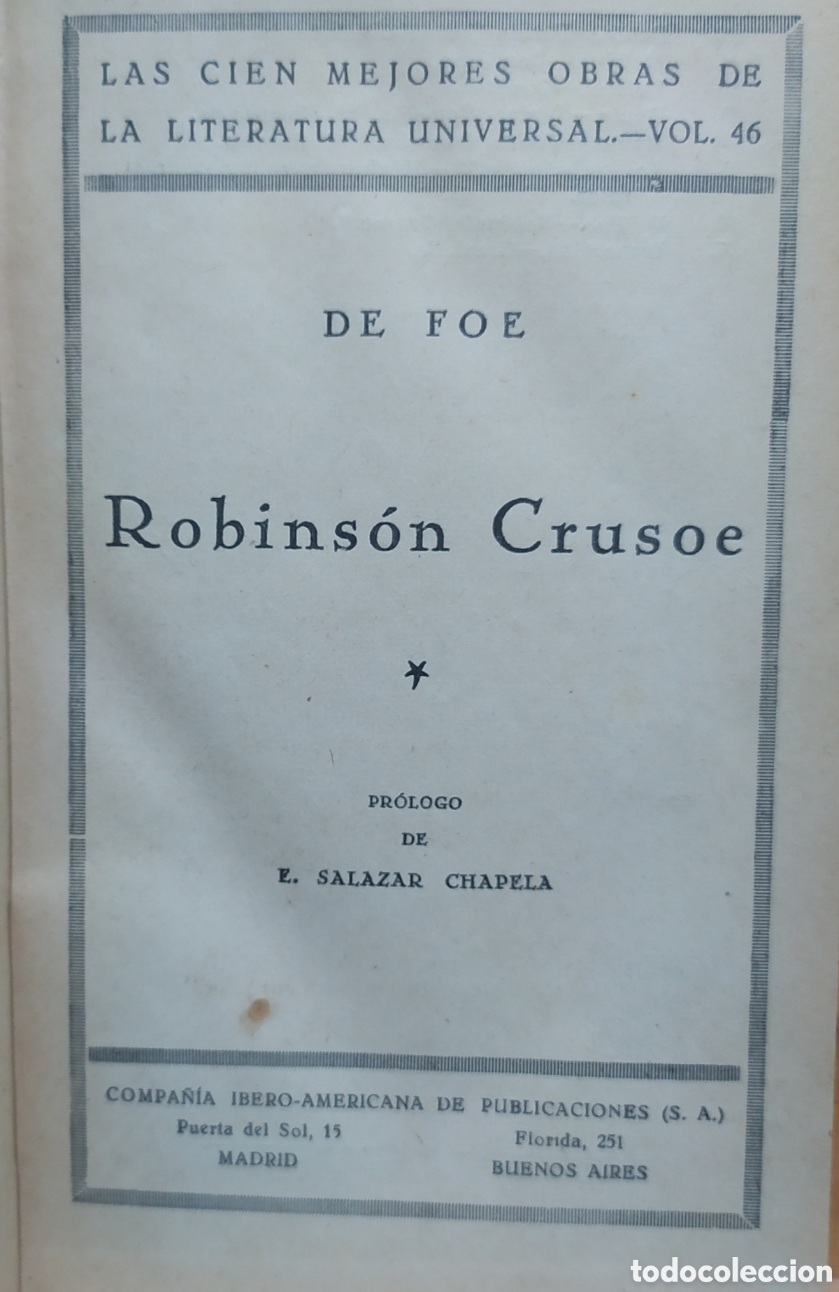 Libros antiguos: Robinson Crusoe, de Foe - publicaci&oacute;n de los a&ntilde;os 20