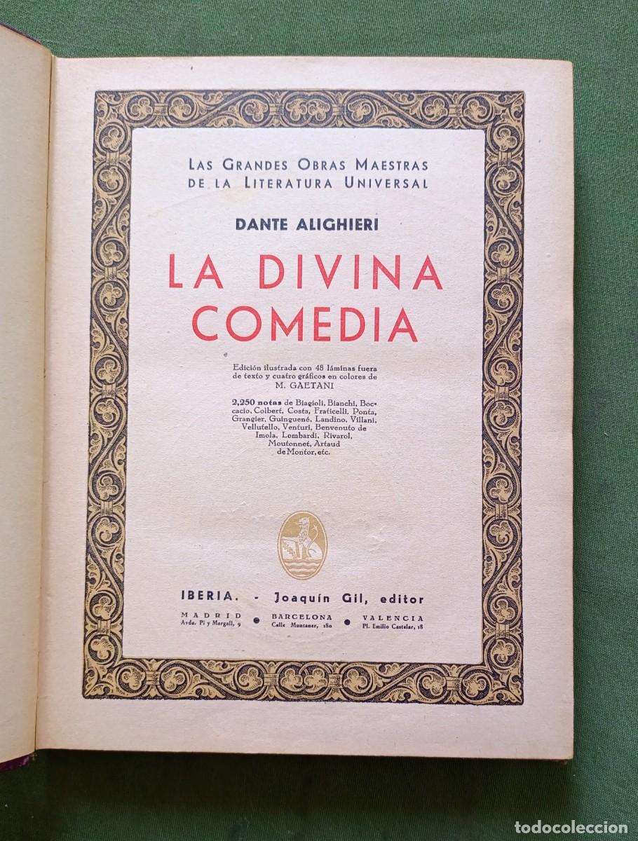 Libros antiguos: 1&ordf; ed. 1933 - LA DIVINA COMEDIA - DANTE - 48 LAMINAS Y GRAFICOS DE GAETANI - D20