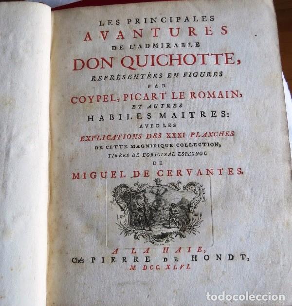 Libros antiguos: Principales Avantures de Don Quichotte (1746), ilustrado por Coypel y Picart