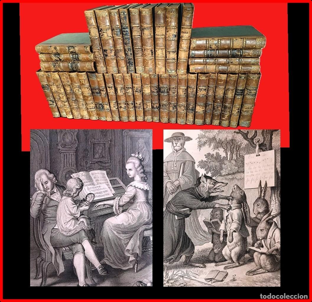 Libros antiguos: A&ntilde;o 1840. Obras de Goethe. 40 tomos del siglo XIX. Preciosos frontispicios. Werther, Fausto...