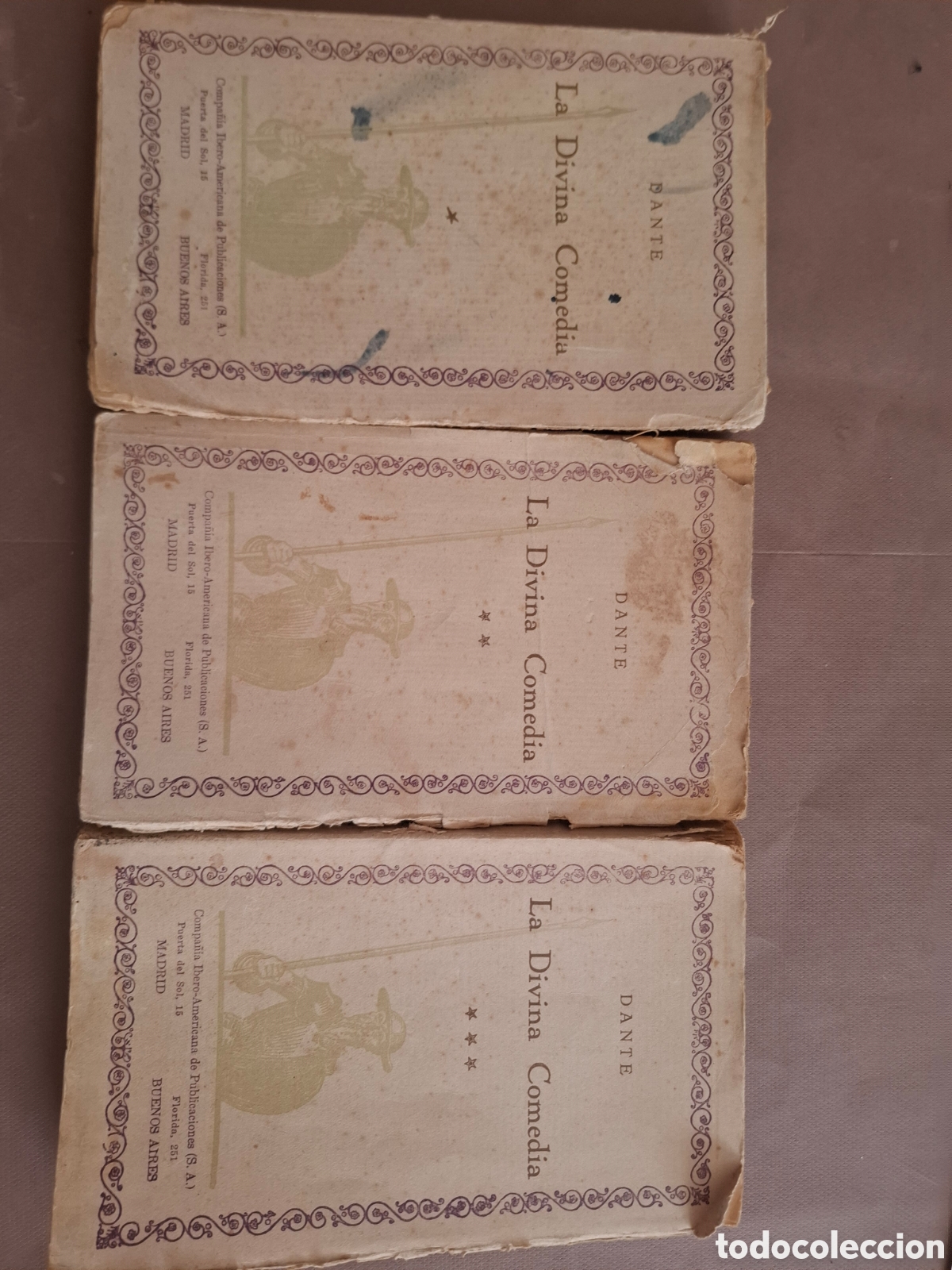 Libros antiguos: La divina comedia - Dante - 1927- tres tomos