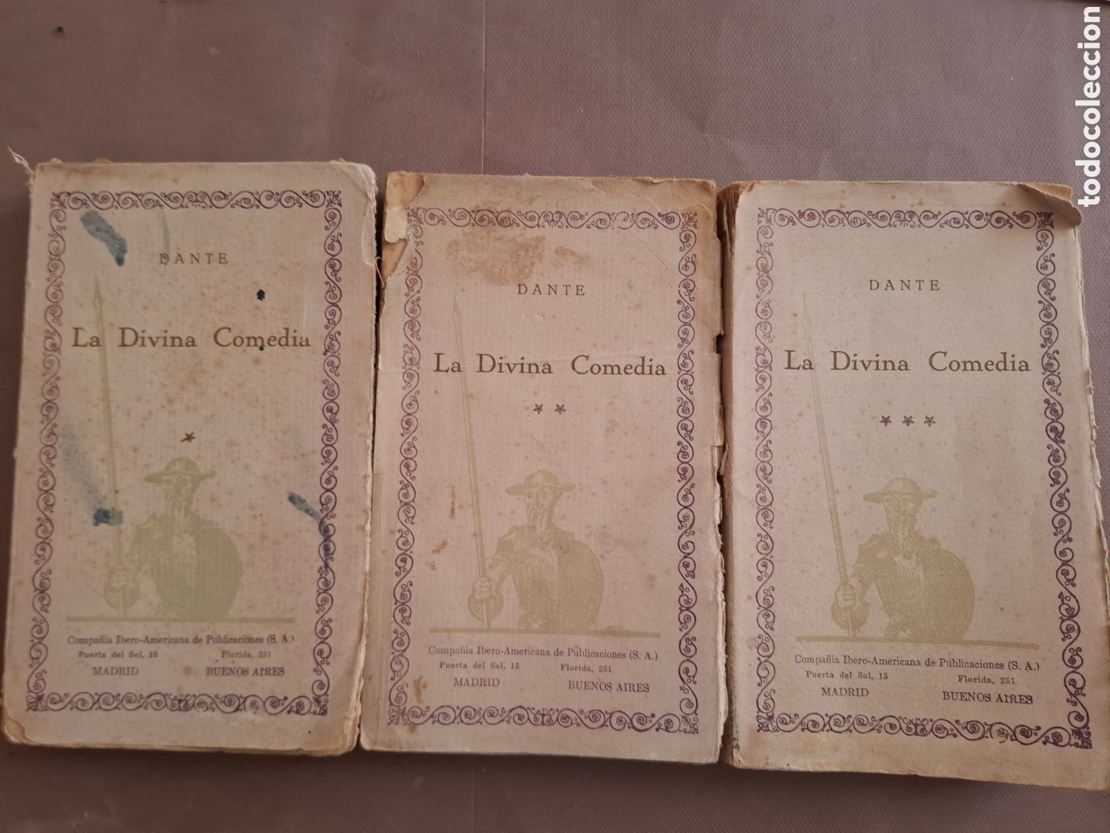 Libros antiguos: La divina comedia - Dante - 1927- tres tomos