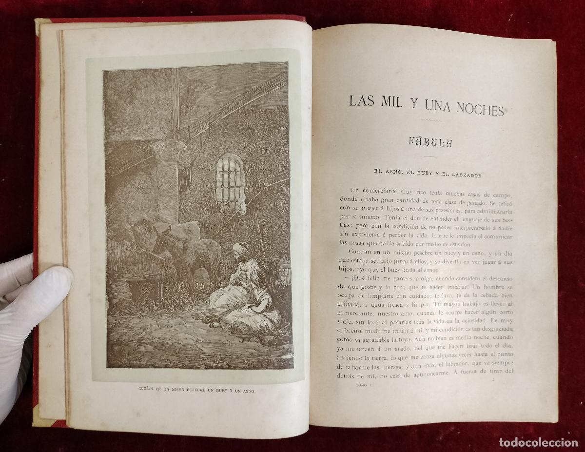 Libros antiguos: LAS MIL Y UNA NOCHES. ANTONIO GALLAND. DOS VOL&Uacute;MENES. MADRID, 1894.