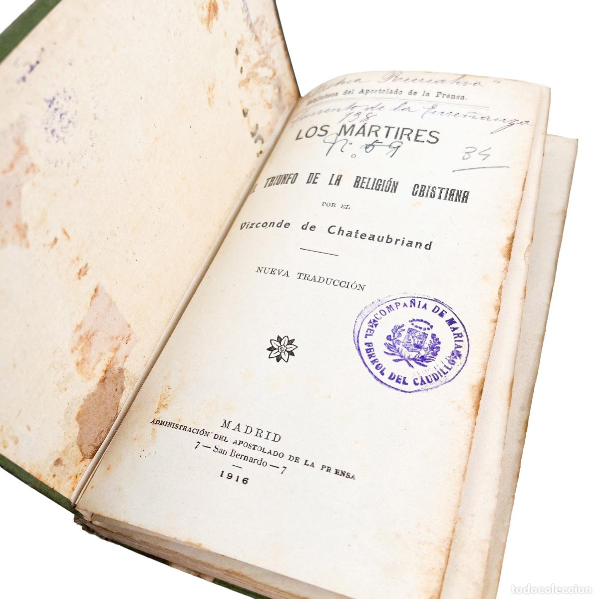 Libros antiguos: Los M&aacute;rtires, Chateaubriand - Foto 3
