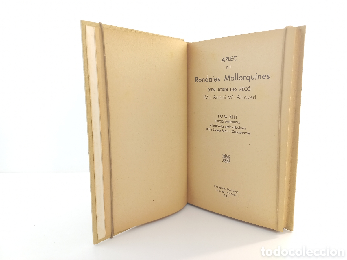 Libros antiguos: Aplec de Rondaies Mallorquines. Jordi des Rec&oacute;. Antoni Maria Alcover. Mallorca, 1935. Catal&aacute;n.
