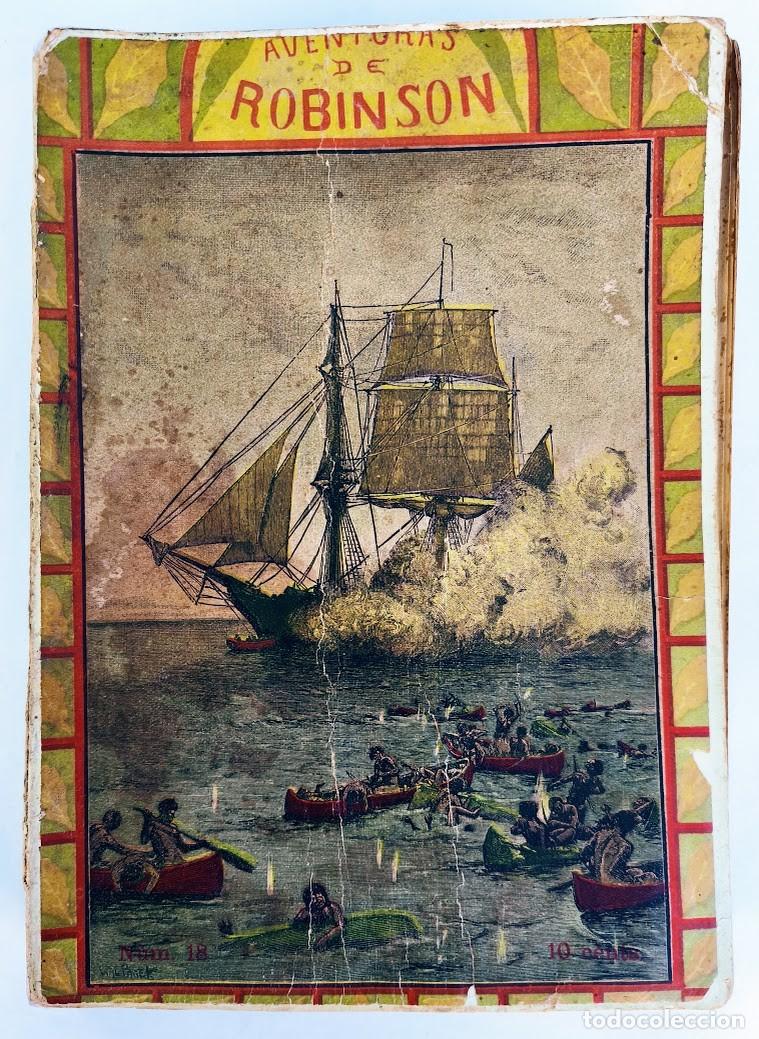 Libros antiguos: Robison Crusoe. Daniel Defoe. Editorial Popular, 1910. Paget.