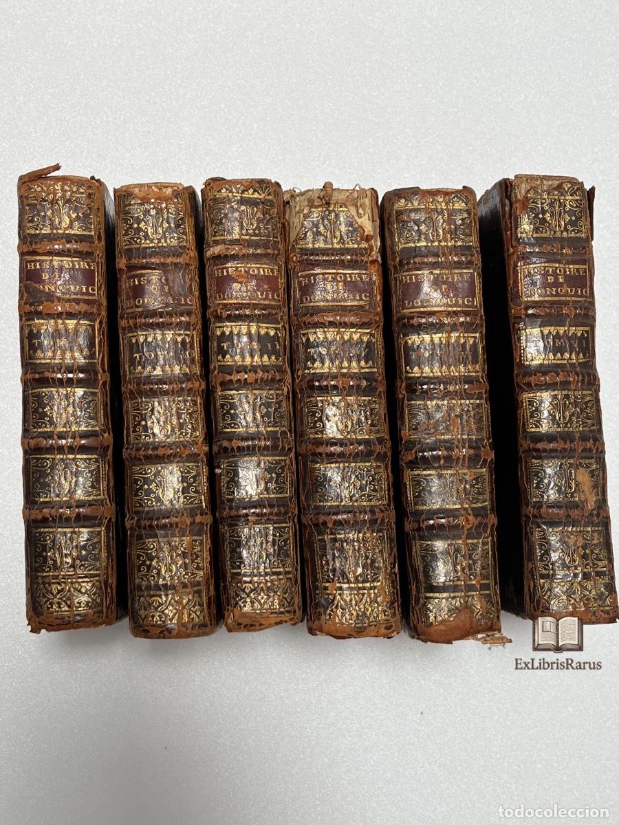 Libros antiguos: Histoire de l'admirable Don Quichotte de la Manche. Par&iacute;s, 1722. Colecci&oacute;n completa 6 vol&uacute;menes