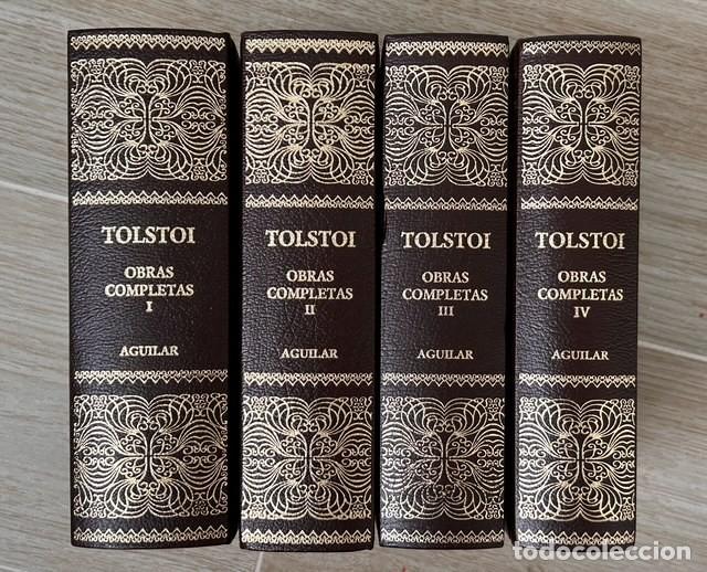 Libros antiguos: LE&Oacute;N TOLST&Oacute;I &ndash; OBRAS COMPLETAS &ndash; AGUILAR &ndash; 4 TOMOS COMPLETOS &ndash; PAPEL BIBLIA &ndash; NUEVOS