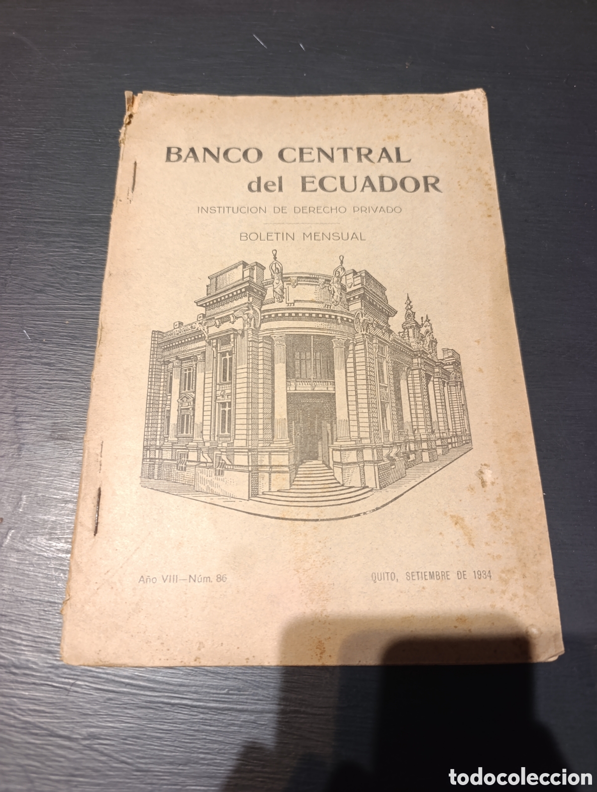 Libros antiguos: Banco Central del Ecuador. Bolet&iacute;n de Septiembre del 34