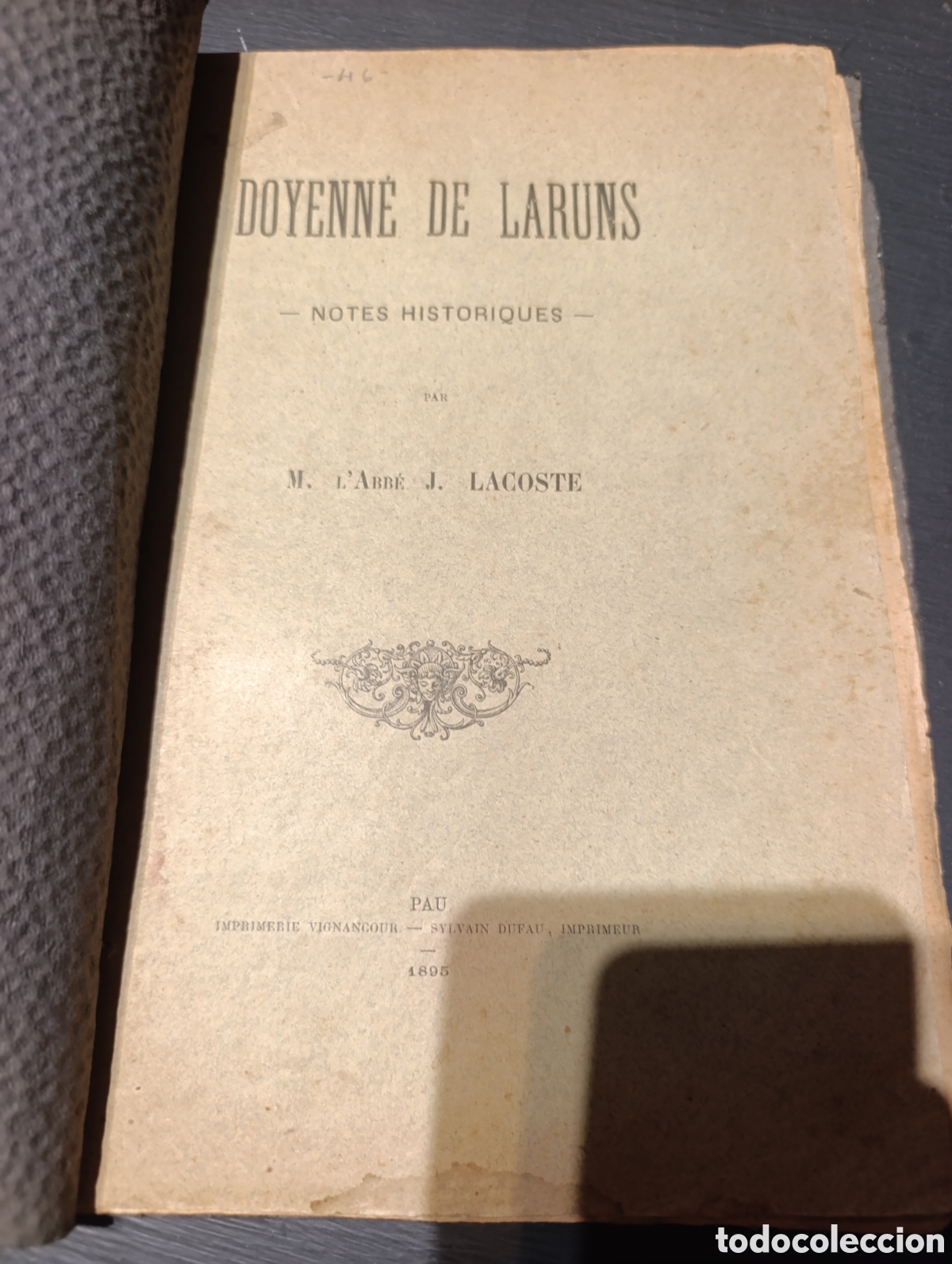 Libros antiguos: DOYENN&Eacute; DE LARUNS NOTES HISTORIQUES PAR M. L'ABB&Eacute; J. LACOSTE. Pau 1895