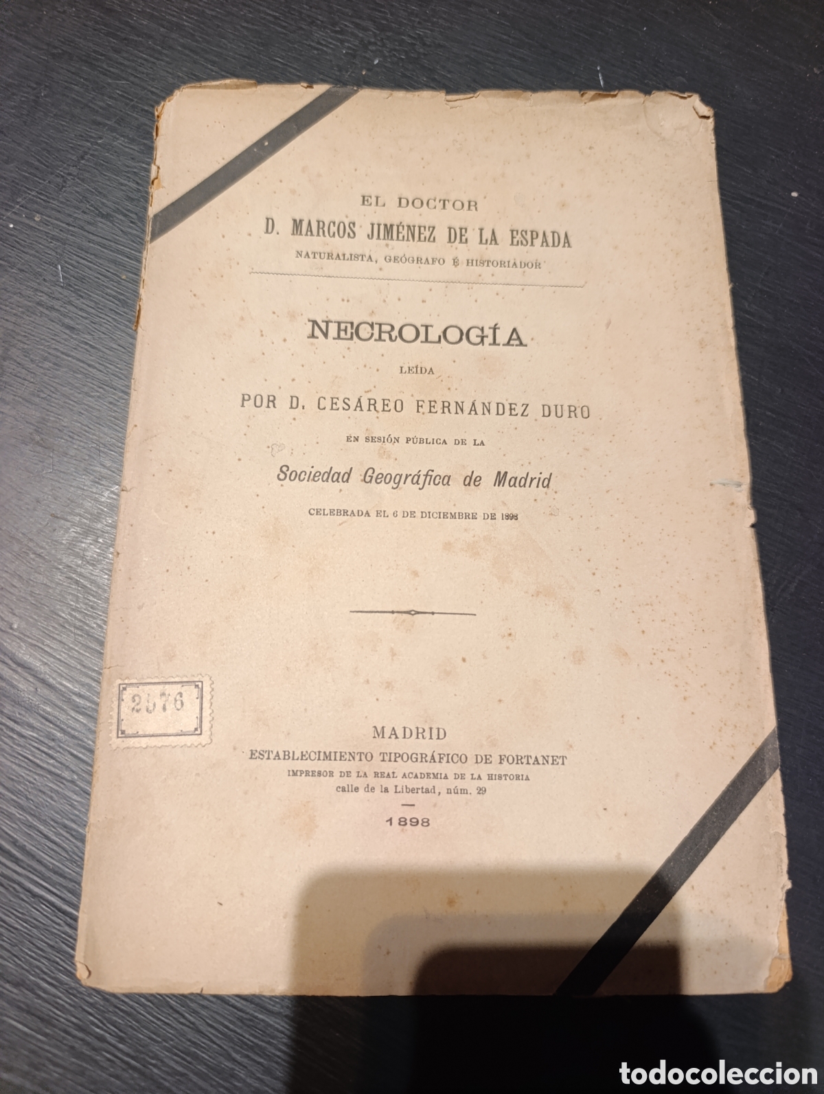 Libros antiguos: NECROLOG&Iacute;A LE&Iacute;DA POR D. CESAREO FERN&Aacute;NDEz.6 dic 1898