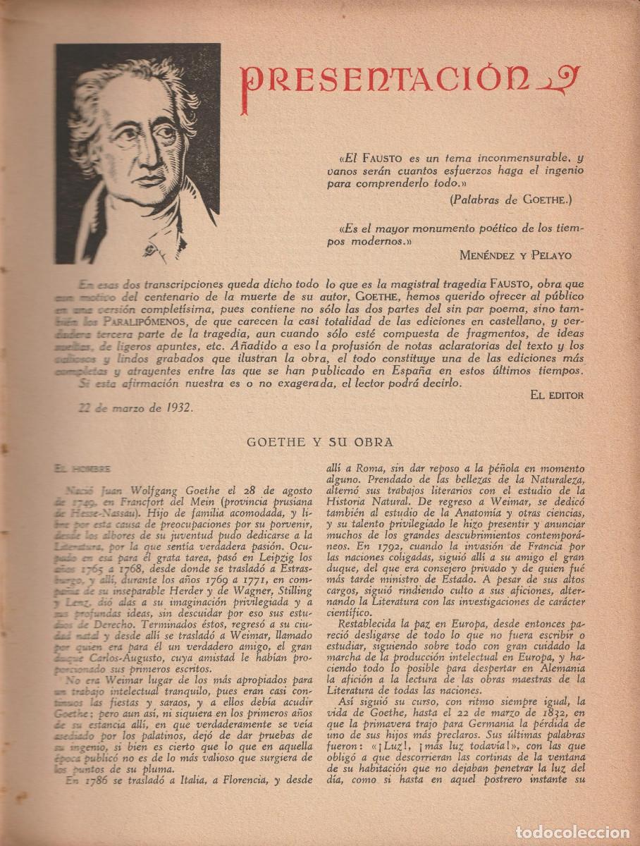 Libros antiguos: Fausto, J. W. Goethe - Foto 3