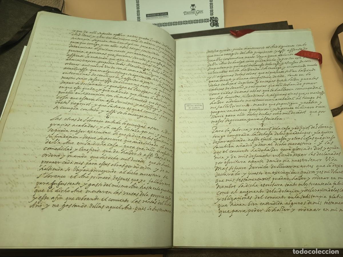 Libros antiguos: CODICILIO DE FELIPE II FACSIMIL DE EDCIONES GRIAL - Foto 6