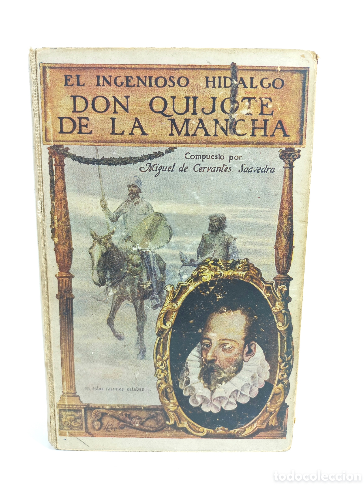 Old books: El Ingenioso Hidalgo Don Quijote de la Mancha. Miguel de Cervantes. Sopena. Ilustrado.