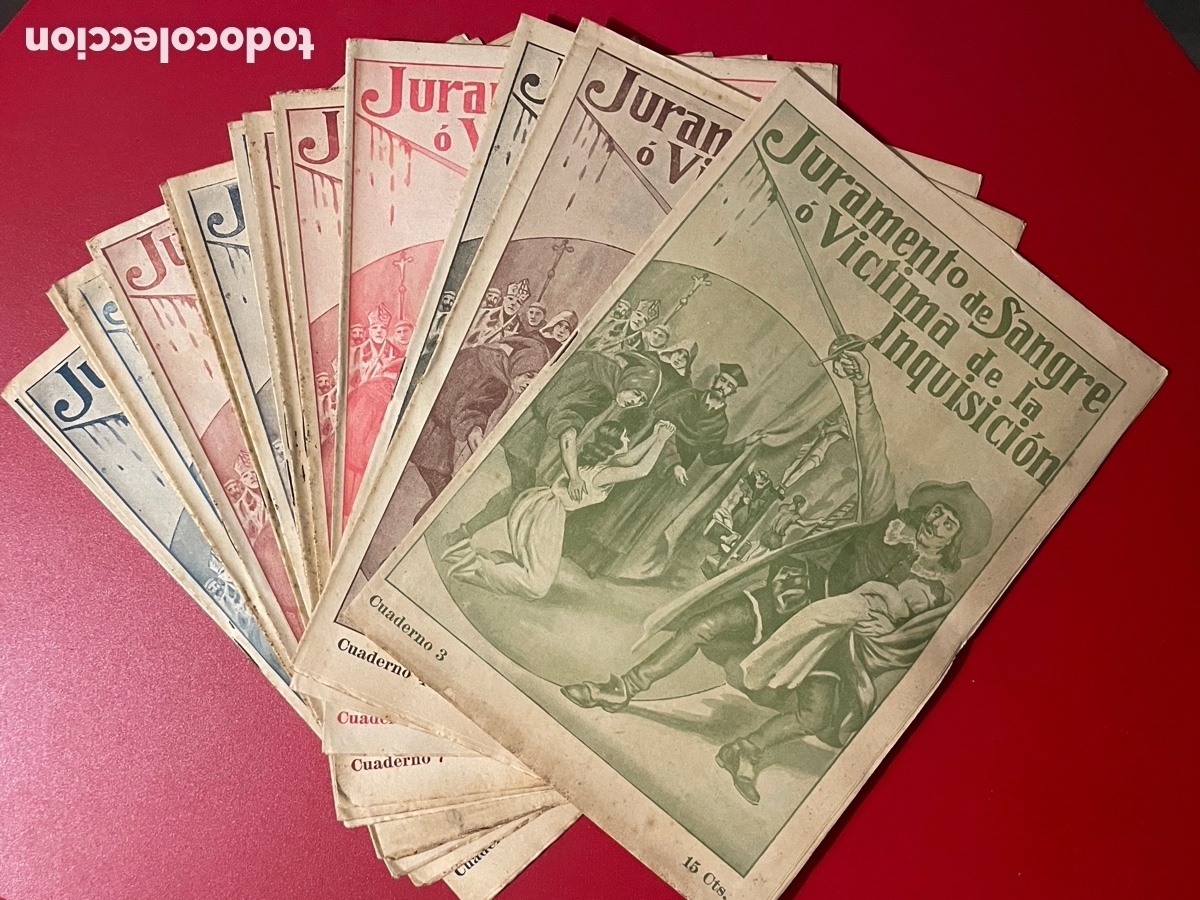 Libros antiguos: 16 cuadernos de Juramento de sangre o v&iacute;ctima de la inquisici&oacute;n. El gato negro. A&ntilde;os 20.