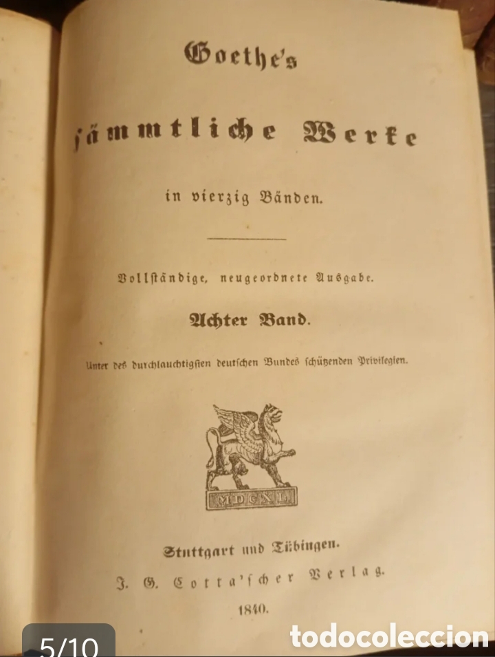 Libros antiguos: Obras Completas de Goethe (1840) - Tomos 1 al 20 - Foto 5