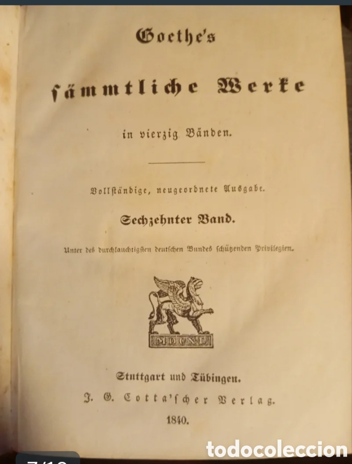 Libros antiguos: Obras Completas de Goethe (1840) - Tomos 1 al 20 - Foto 7