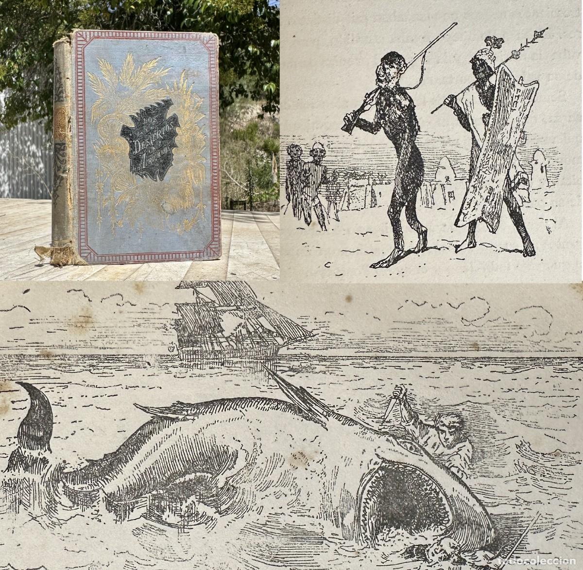 Libros antiguos: A&Ntilde;O 1881 - LOS DESIERTOS AFRICANOS - AVENTURAS DE UN HOMBRE, UN MONO Y UN ELEFANTE - ILUSTRADO