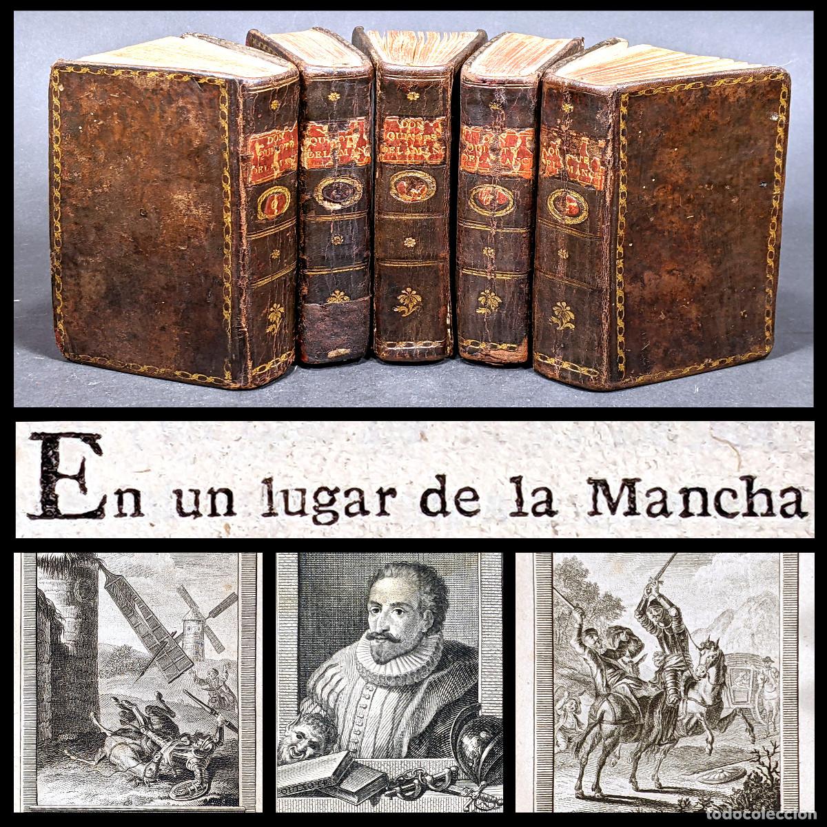 Livres anciens: A&ntilde;o 1797-1798 El Quijote de la Imprenta Real Cervantes Quixote 5 tomos Castellano Grabados 5T